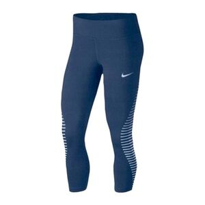 Nike Dri Fit Run Capri Legging in Blue/Grey Size XS